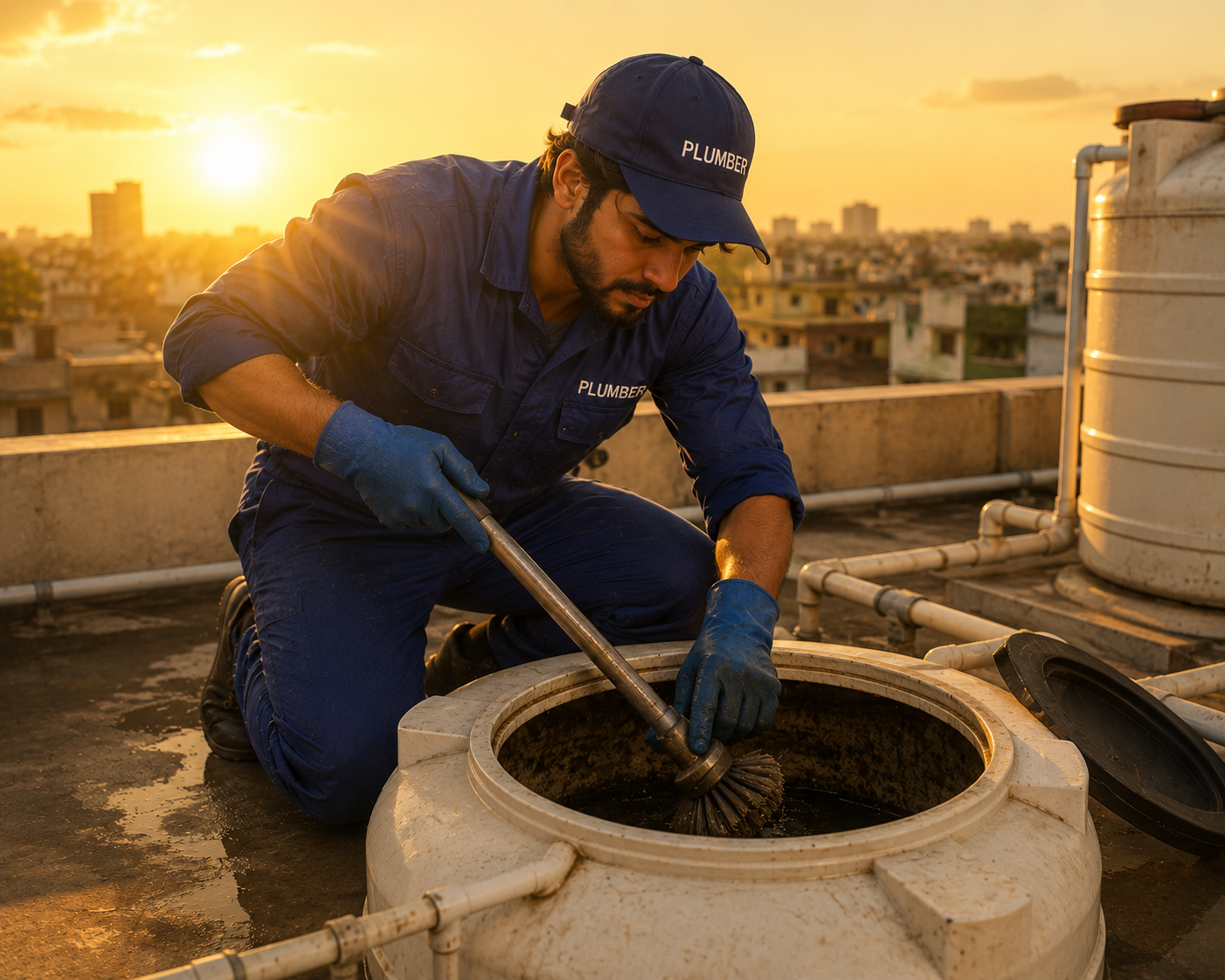 Water tank cleaning